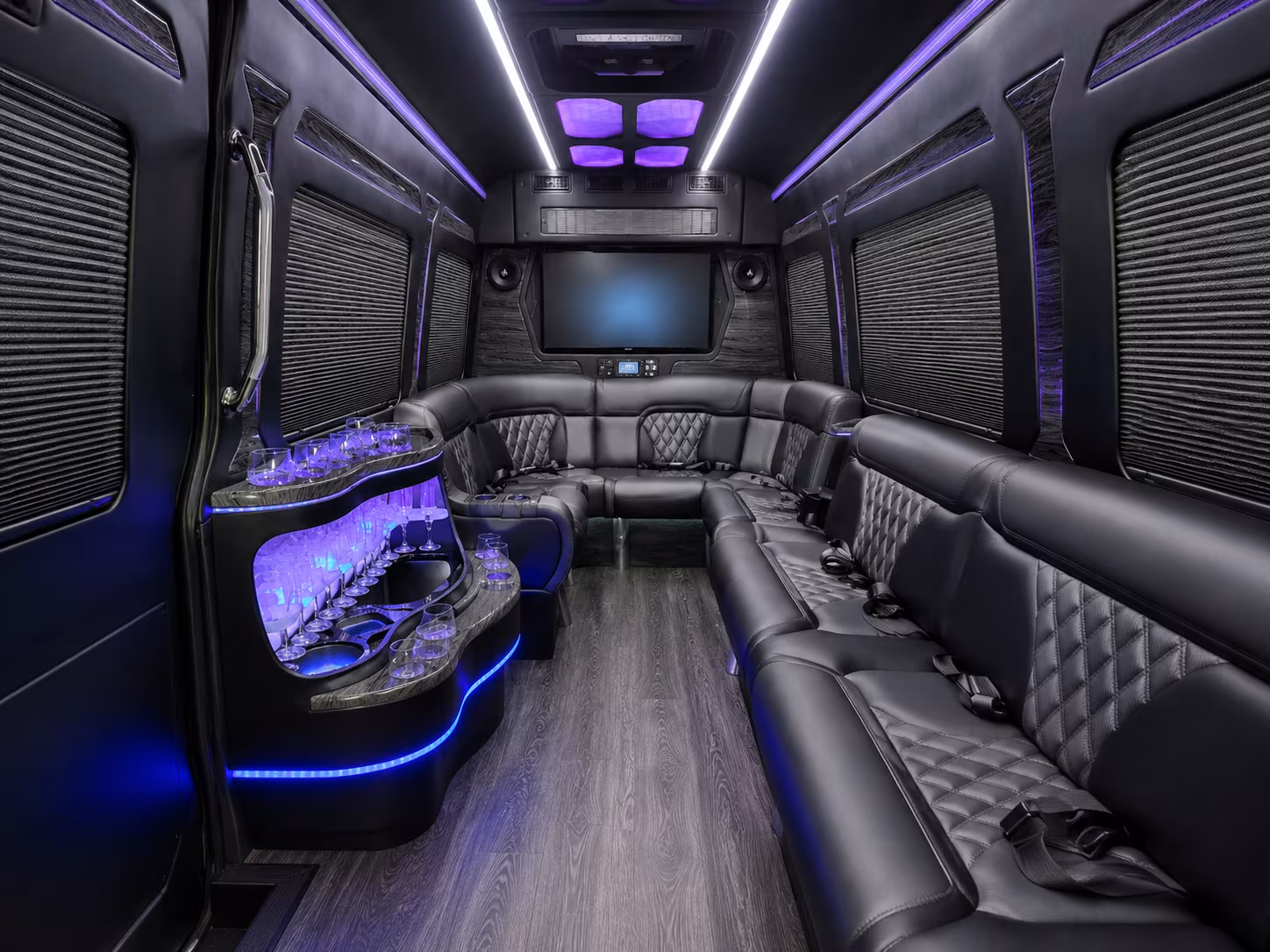 dearborn 18 passenger party bus inside