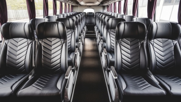 56 passenger charter bus inside south bend